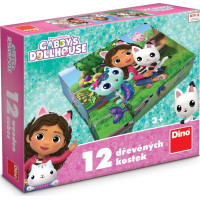DINO Obrázkové kostky Gábinin kouzelný domek, 12 kostek