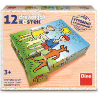 DINO Obrázkové kostky Pejsek a kočička, 12 kostek