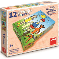 DINO Obrázkové kostky Pejsek a kočička, 12 kostek