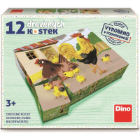 DINO Obrázkové kostky Domácí zvířátka, 12 kostek
