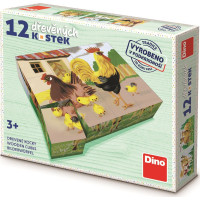 DINO Obrázkové kostky Domácí zvířátka, 12 kostek