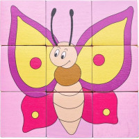 WOODY Obrázkové kostky Zvířátka v barvách, 9 kostek