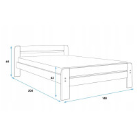 Postel z masivu borovice DAVE 200x140 cm - přírodní