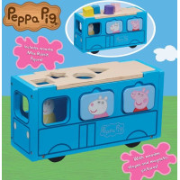 CHARACTER Prasátko Peppa Dřevěná vkládačka školní autobus