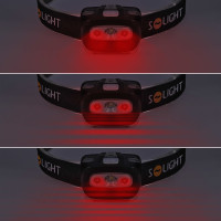 Solight LED čelová svítilna, 3W + červené světlo, 3x AAA