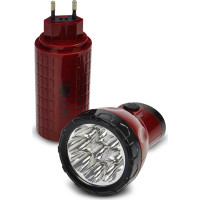 Solight LED nabíjecí svítilna, 9 x LED, červenočerná, plug-in