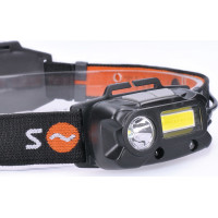 Solight LED čelová nabíjecí svítilna, 3W + COB,150 + 60lm, Li-Ion