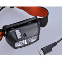 Solight LED čelová nabíjecí svítilna, 150 + 100lm, bílé a červené světlo, Li-Ion