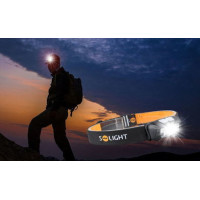 Solight LED čelová nabíjecí svítilna, 150 + 100lm, bílé a červené světlo, Li-Ion