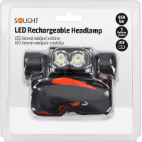 Solight LED čelová nabíjecí svítilna, 650lm, Li-Ion