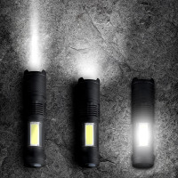 Solight LED nabíjecí kapesní svítilna se zoomem, 100lm + 70lm, Li-Ion, USB, černá