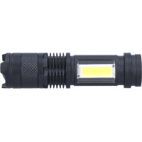 Solight LED nabíjecí kapesní svítilna se zoomem, 100lm + 70lm, Li-Ion, USB, černá