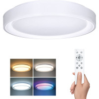 Solight LED osvětlení s dálkovým ovladačem Floco, 30W + 6W RGB, 2100lm, 40cm, změna chromatičnosti, stmívatelné