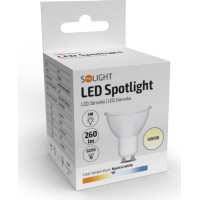 Solight LED žárovka, bodová , 3W, GU10, 4000K, 260lm, bílá