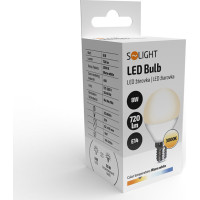Solight LED žárovka, miniglobe, 8W, E14, 3000K, 720lm, bílé provedení