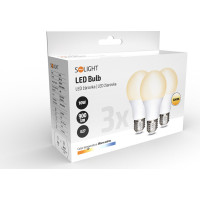 Solight LED žárovka 3-pack, klasický tvar, 10W, E27, 3000K, 270°, 900lm, 3ks v balení