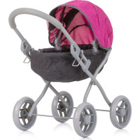 CHIPOLINO Hluboký kočárek pro panenky Daisy Grey,Pink linen
