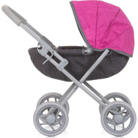 CHIPOLINO Hluboký kočárek pro panenky Daisy Grey,Pink linen