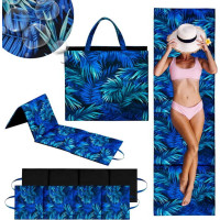 Oboustranná plážová podložka 180x50x3 cm - černá/Blue Passion