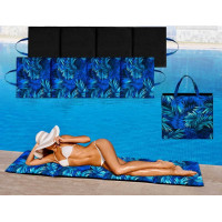 Oboustranná plážová podložka 180x50x3 cm - černá/Blue Passion