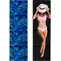 Oboustranná plážová podložka 180x50x3 cm - černá/Blue Passion