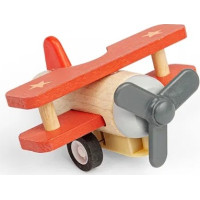 Bigjigs Toys Dřevěné natahovací letadlo Dvouplošník 1 ks