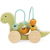 Bigjigs Toys Diplodokus na kolečkách s korálkovým labyrintem