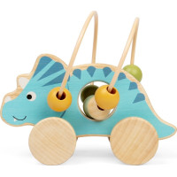 Bigjigs Toys Triceratops na kolečkách s korálkovým labyrintem