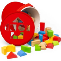 Bigjigs Toys První dřevěné kostky a vkládačka v bubínku