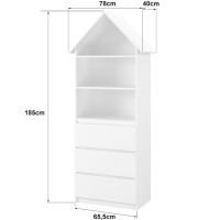 Dětský domečkový úložný regál 185 cm - FLOWER - bílý