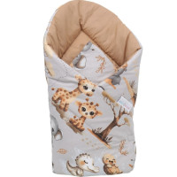Oboustranná zavinovačka pro miminka 80x80 cm BABYMAM PREMIUM - Dobrodružství v džungli/skořicová