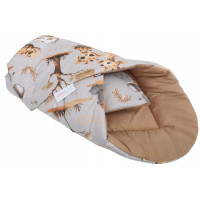 Oboustranná zavinovačka pro miminka 80x80 cm BABYMAM PREMIUM - Dobrodružství v džungli/skořicová
