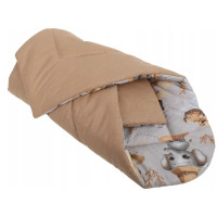 Oboustranná zavinovačka pro miminka 80x80 cm BABYMAM PREMIUM - Dobrodružství v džungli/skořicová