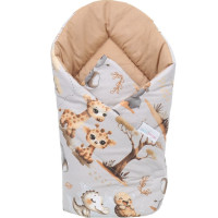 Oboustranná zavinovačka pro miminka 80x80 cm BABYMAM PREMIUM - Dobrodružství v džungli/skořicová