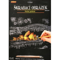 ARTLOVER Škrabací obrázek (zlatý) - Noční pohled na Operu v Sydney