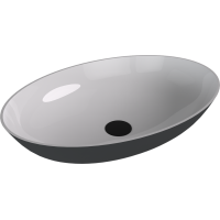 Polysan BANERA OVAL umyvadlo na desku, litý mramor, 60x40cm, bílá/antracit mat 14397.52