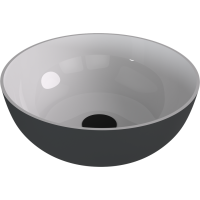Polysan BANERA ROUND umyvadlo na desku, litý mramor, průměr 39cm, bílá/antracit mat 14337.52