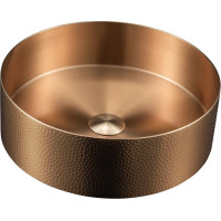 Sapho AURUM nerezové umyvadlo na desku, průměr 38 cm, včetně výpusti, tepané, měď mat AU301-T
