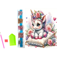 NORIMPEX Diamantové malování na plátně Květinový jednorožec 23x30cm