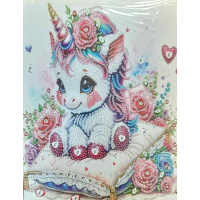 NORIMPEX Diamantové malování na plátně Květinový jednorožec 23x30cm