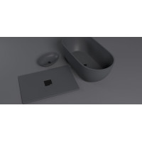 Polysan BANERA OVAL umyvadlo na desku, litý mramor, 60x40cm, antracit mat 14397.51