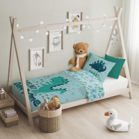 Dětské bavlněné povlečení do postýlky 135x100 cm CUDDLES - Dinosaurus