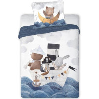 Dětské bavlněné povlečení do postýlky 135x100 cm CUDDLES - Loďka