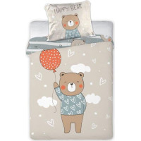 Dětské bavlněné povlečení do postýlky 135x100 cm CUDDLES - Medvídek s balónkem