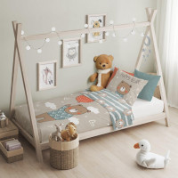 Dětské bavlněné povlečení do postýlky 135x100 cm CUDDLES - Medvídek s balónkem