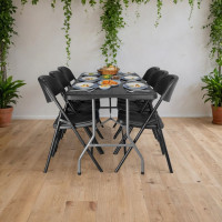 Cateringový set WOODLAN - stůl 180 cm + 6 židlí