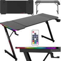 Herní stůl SHADOW GAMER 2.0 140 cm LED RGB