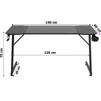 Herní stůl SHADOW GAMER 2.0 140 cm LED RGB