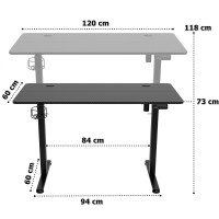 Herní stůl SHADOW GAMER elektrický 1.0 černý 120 cm