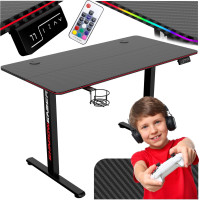 Herní stůl SHADOW GAMER elektrický 2.0 LED RGB 120 cm